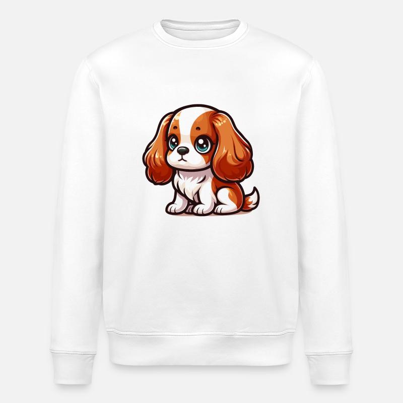 Chibi-Kavalier König Charles - Stanley/Stella Unisex Bio-Sweatshirt ROLLER - Weiß