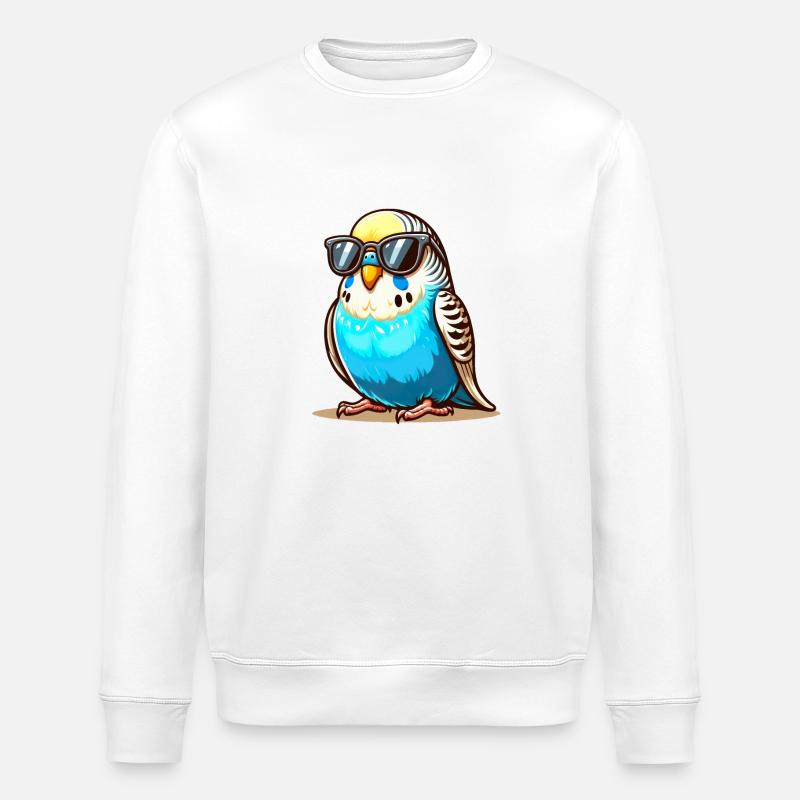 Perruche avec lunettes de soleil - Sweat bio ROLLER Stanley/Stella Unisexe - blanc
