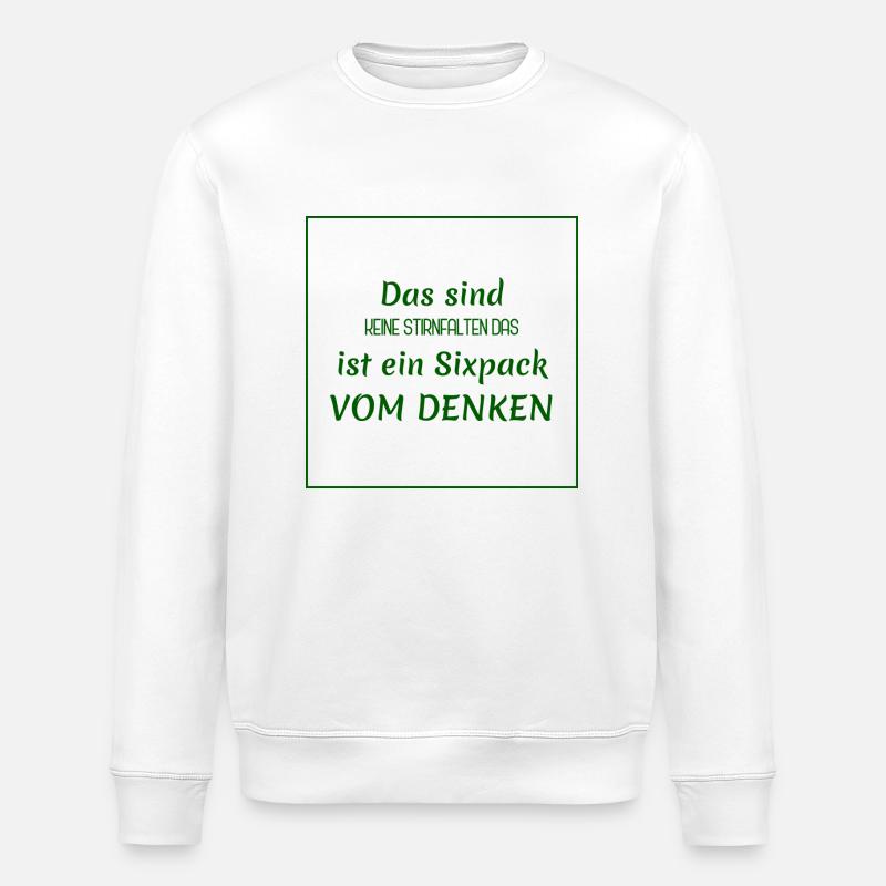 Funny Sayings - Thinking vs. Six-Pack - Stanley/Stella ROLLER Unisex Organic Sweatshirt - white