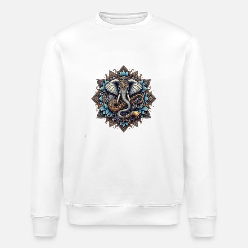 Mandala avec éléphant - Sweat bio ROLLER Stanley/Stella Unisexe - blanc