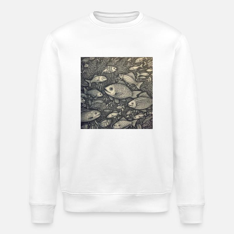 Lachende Fische - Stanley/Stella Unisex Bio-Sweatshirt ROLLER - Weiß