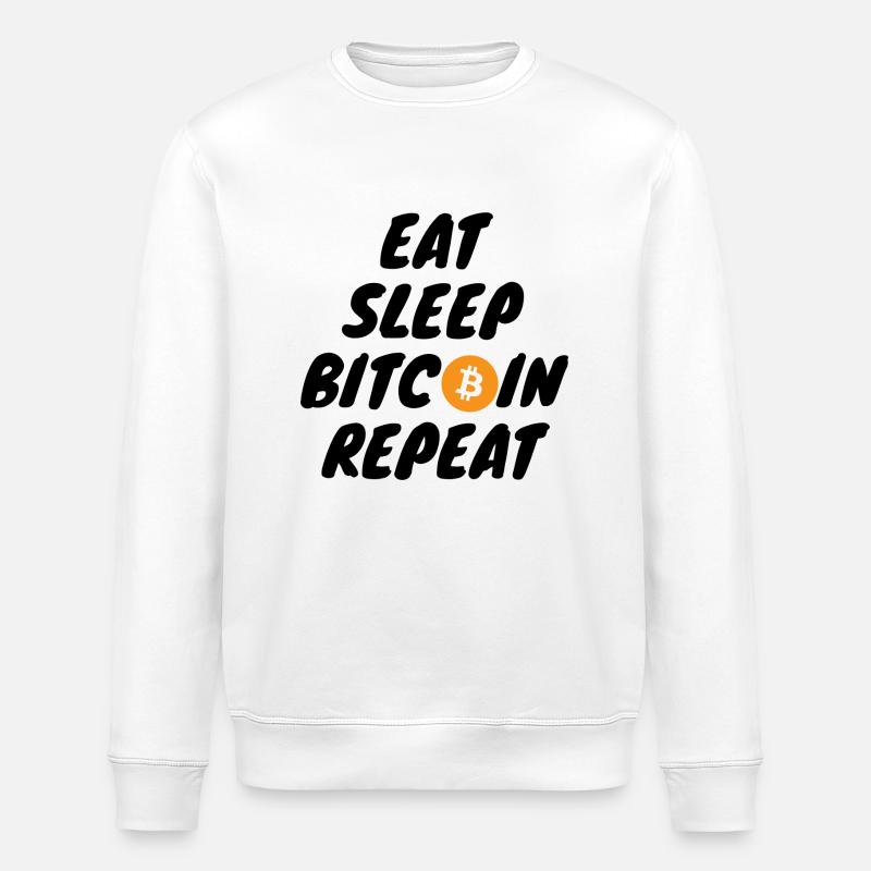 Crypto Eat sleep bitcoin repeat - Stanley/Stella ROLLER Unisex Organic Sweatshirt - white