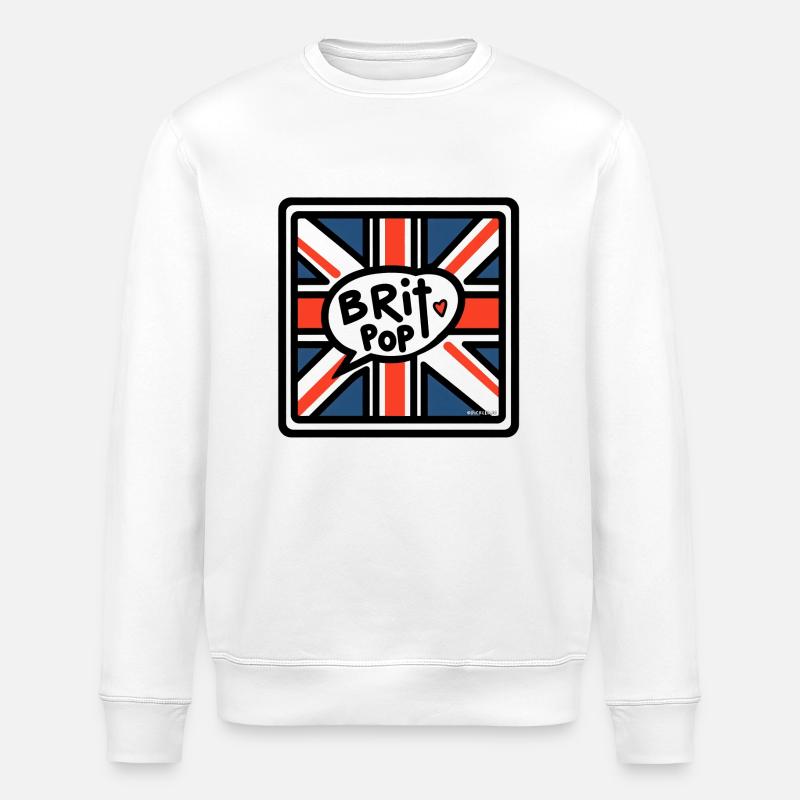 Brit Pop - Union Jack - Stanley/Stella ROLLER Unisex Organic Sweatshirt - white