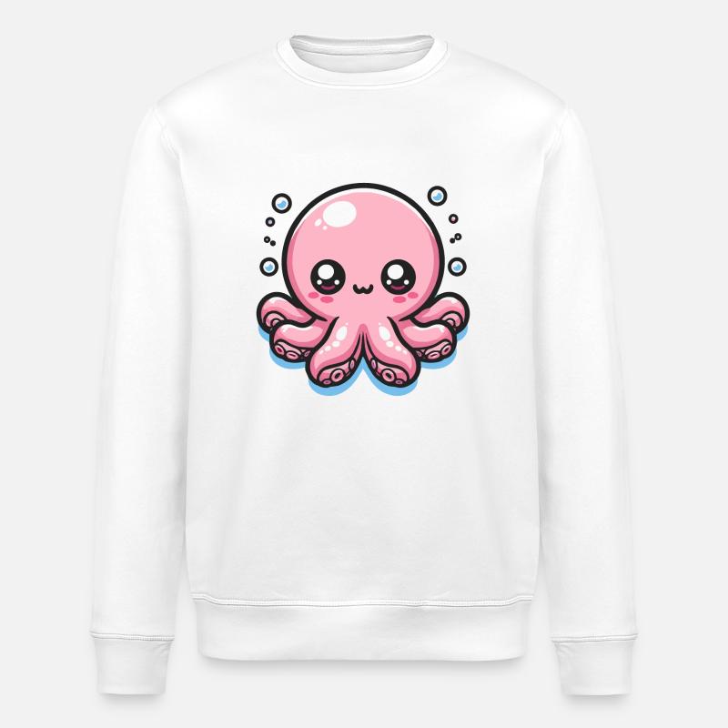 Mignon Kawaii Pink Octopus - Sweat bio ROLLER Stanley/Stella Unisexe - blanc