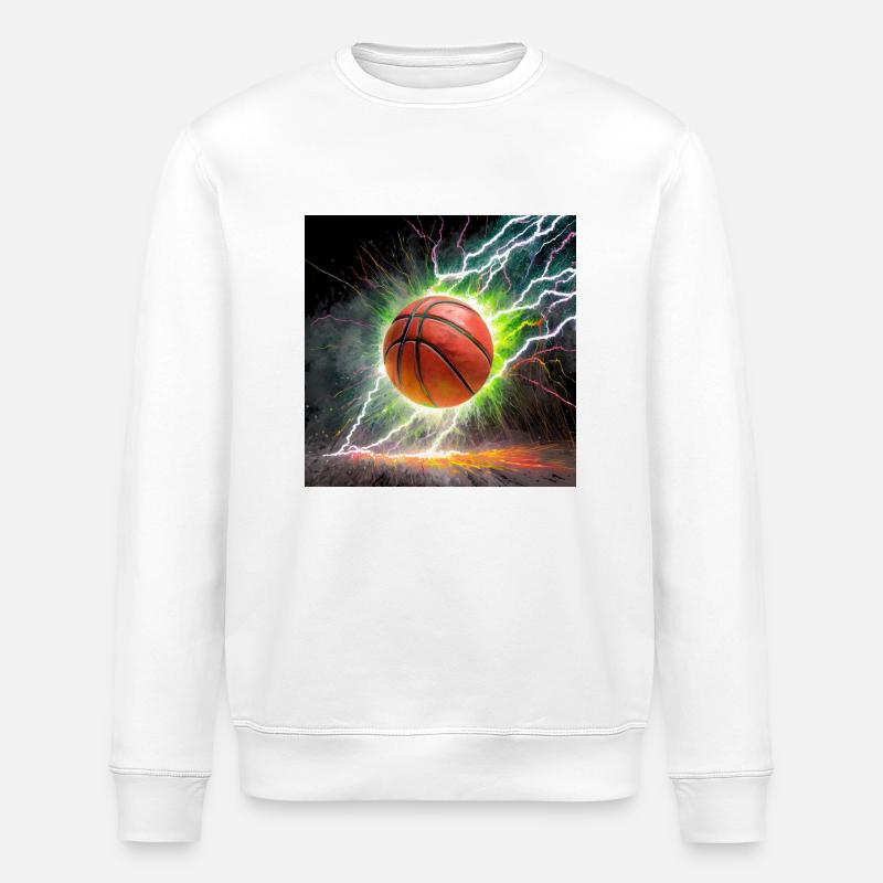 Basketball mit Blitz - Stanley/Stella Unisex Bio-Sweatshirt ROLLER - Weiß