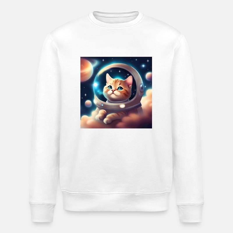 Chat mignon dans l’espace - Sweat bio ROLLER Stanley/Stella Unisexe - blanc