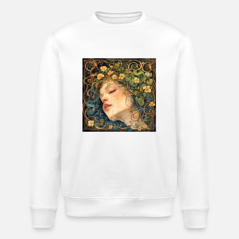 Mädchen mit Blumenkranz - Stanley/Stella Unisex Bio-Sweatshirt ROLLER - Weiß