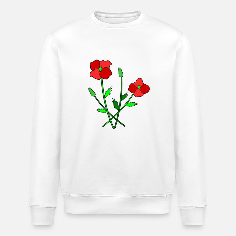 Blühender Mohn - Stanley/Stella Unisex Bio-Sweatshirt ROLLER - Weiß