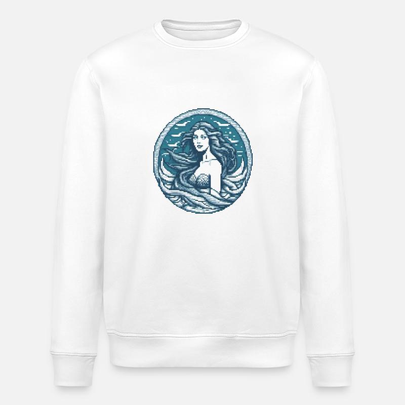 Ozeanische Sirene Pixel - Stanley/Stella Unisex Bio-Sweatshirt ROLLER - Weiß