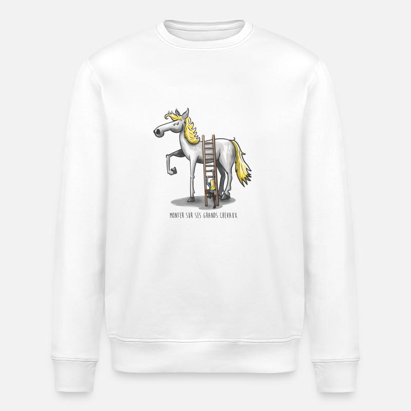 Monter sur ses grands chevaux - Sweat bio ROLLER Stanley/Stella Unisexe - blanc