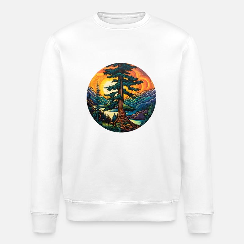 Cedar at sunset - Stanley/Stella ROLLER Unisex Organic Sweatshirt - white