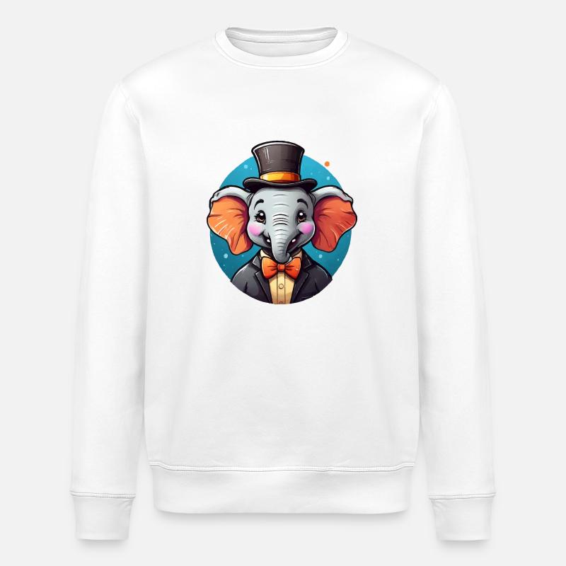 Funny Comic Elephant - Stanley/Stella ROLLER Unisex Organic Sweatshirt - white