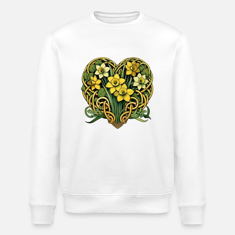 Spring Daffodils - Stanley/Stella ROLLER Unisex Organic Sweatshirt - white