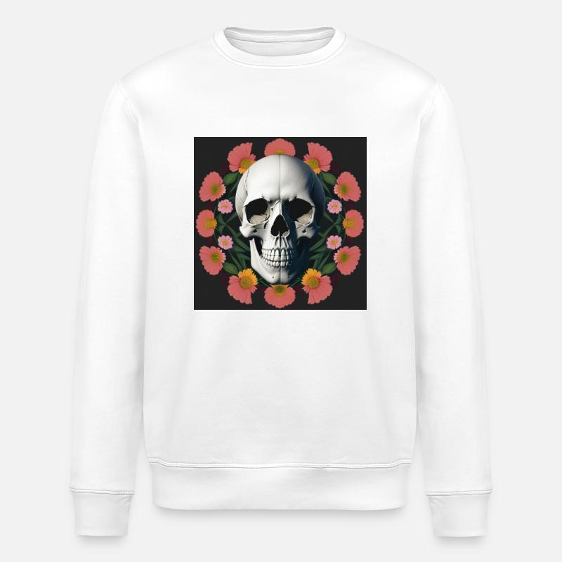 Flower-Skull - Stanley/Stella Unisex Bio-Sweatshirt ROLLER - Weiß