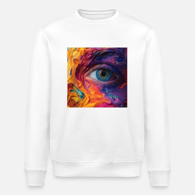 Farbenfrohes Auge - Stanley/Stella Unisex Bio-Sweatshirt ROLLER - Weiß