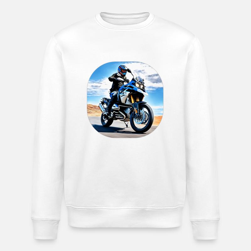 Motorcycle under blue sky - Stanley/Stella ROLLER Unisex Organic Sweatshirt - white