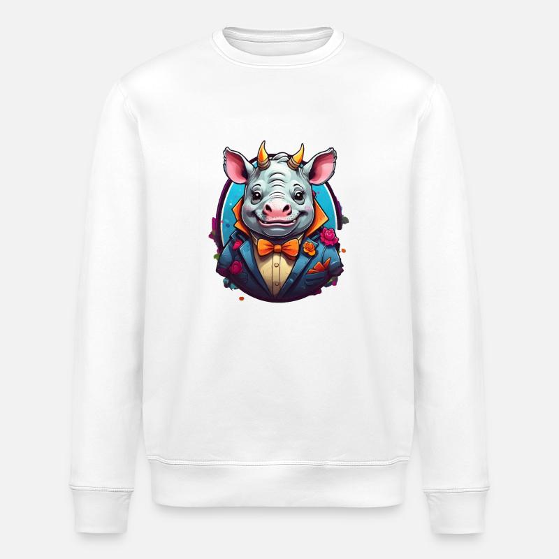 Lustiges Comic Nilpferd - Stanley/Stella Unisex Bio-Sweatshirt ROLLER - Weiß