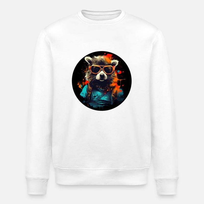 Raton laveur élégant - Sweat bio ROLLER Stanley/Stella Unisexe - blanc