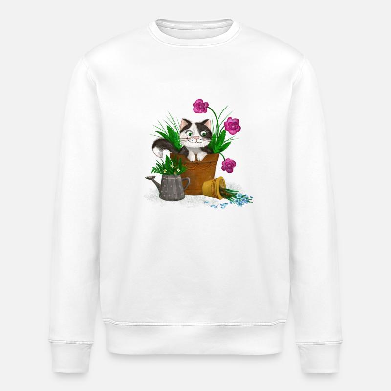 Chat dans le jardin - Sweat bio ROLLER Stanley/Stella Unisexe - blanc