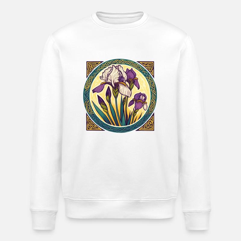 Iris pourpres - Sweat bio ROLLER Stanley/Stella Unisexe - blanc