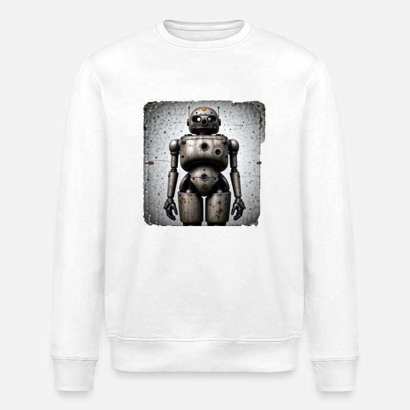 Breiter Roboter - Stanley/Stella Unisex Bio-Sweatshirt ROLLER - Weiß