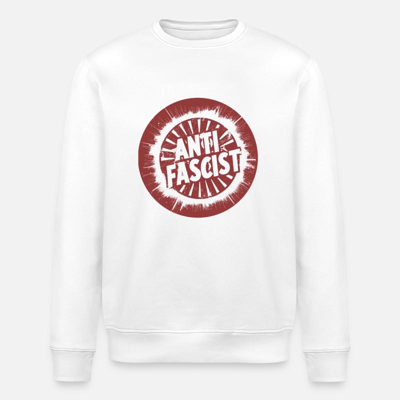 Antifascist Circle Red Left Communist - Stanley/Stella ROLLER Unisex Organic Sweatshirt - white
