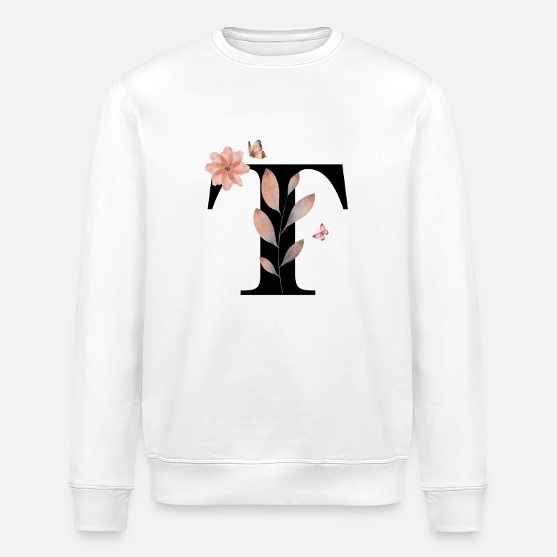 Buchstabe t Wildblumen Aquarelle - Stanley/Stella Unisex Bio-Sweatshirt ROLLER - Weiß