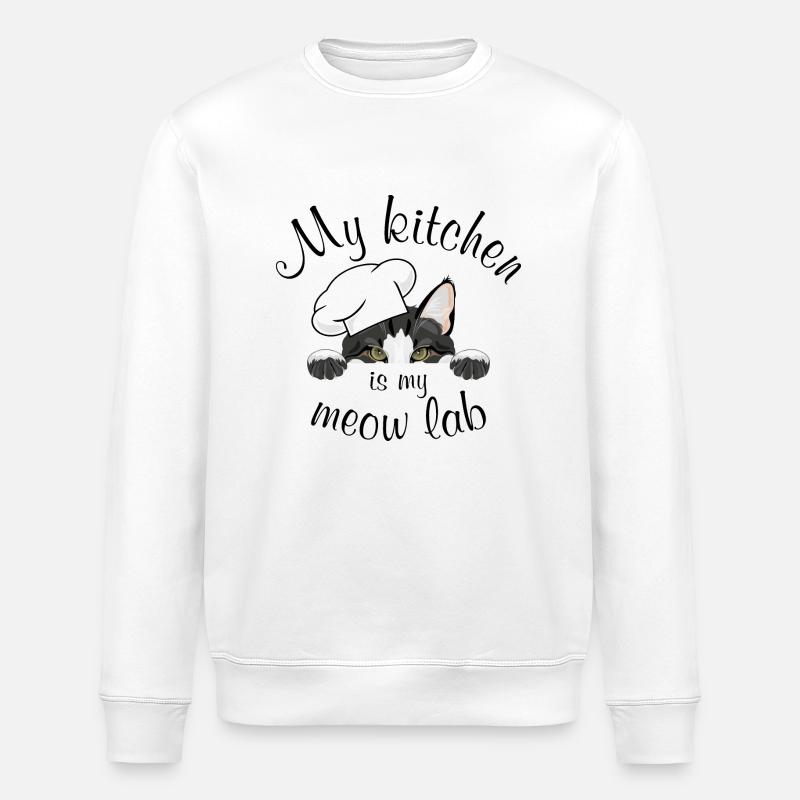My kitchen is my meow lab - Stanley/Stella ROLLER Unisex Organic Sweatshirt - white