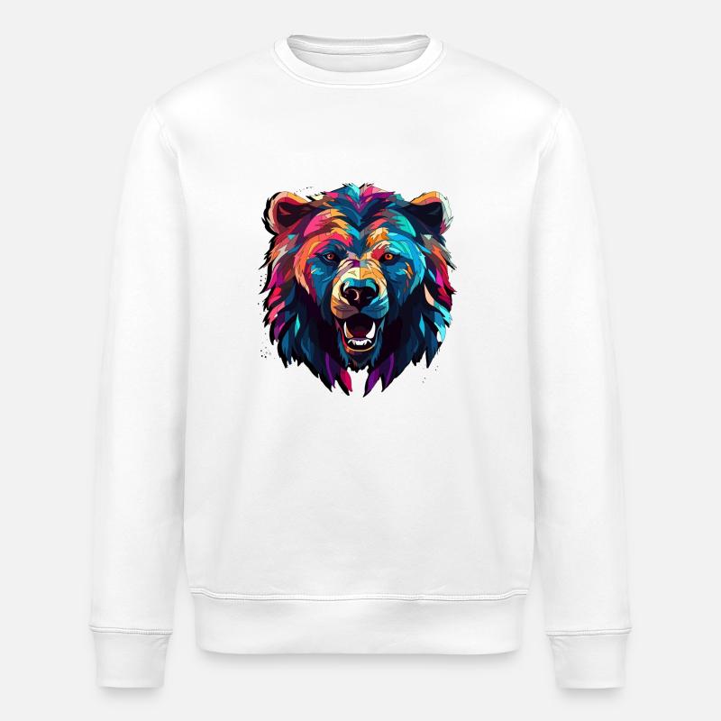 Abstraktes Bärendesign - Bärendruck - Stanley/Stella Unisex Bio-Sweatshirt ROLLER - Weiß