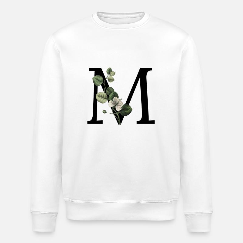 lettre m botanique vert - Sweat bio ROLLER Stanley/Stella Unisexe - blanc