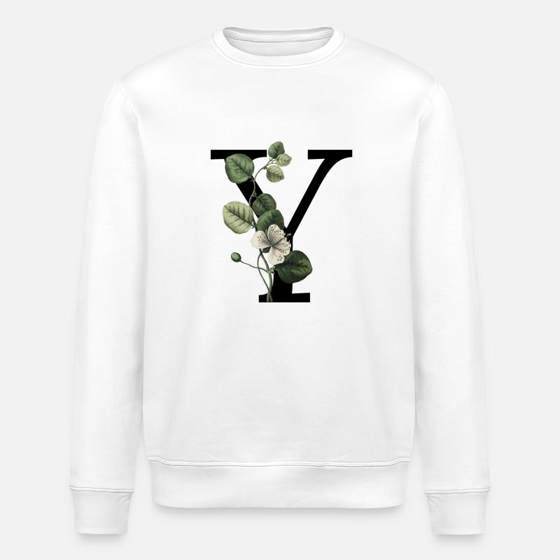 lettre y botanique vert - Sweat bio ROLLER Stanley/Stella Unisexe - blanc