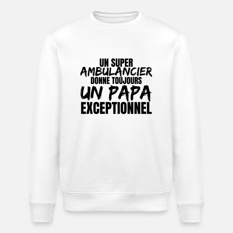 SUPER PAPA AMBULANCIER - Sweat bio ROLLER Stanley/Stella Unisexe - blanc