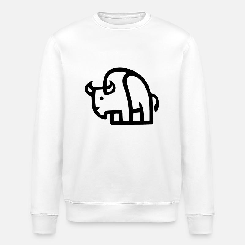 Cute bison illustration! - Stanley/Stella ROLLER Unisex Organic Sweatshirt - white