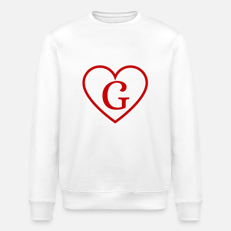 Lettre g cœur rouge - Sweat bio ROLLER Stanley/Stella Unisexe - blanc