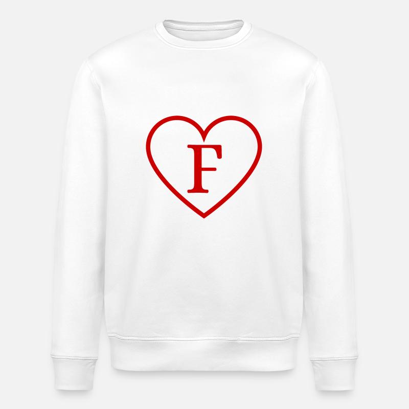 Buchstabe f rotes Herz - Stanley/Stella Unisex Bio-Sweatshirt ROLLER - Weiß