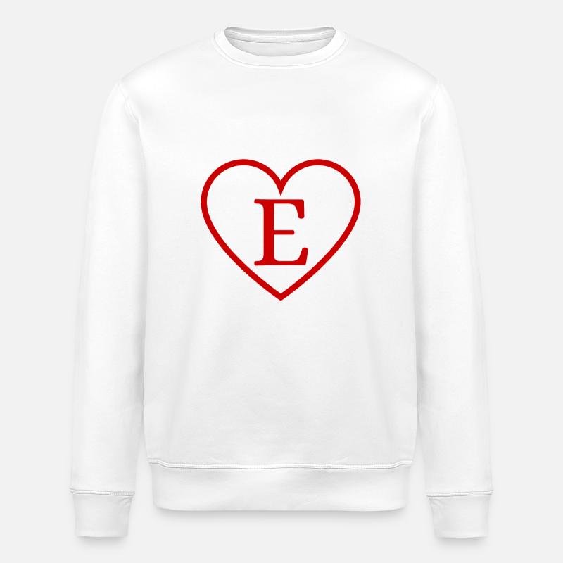 Lettre e cœur rouge - Sweat bio ROLLER Stanley/Stella Unisexe - blanc