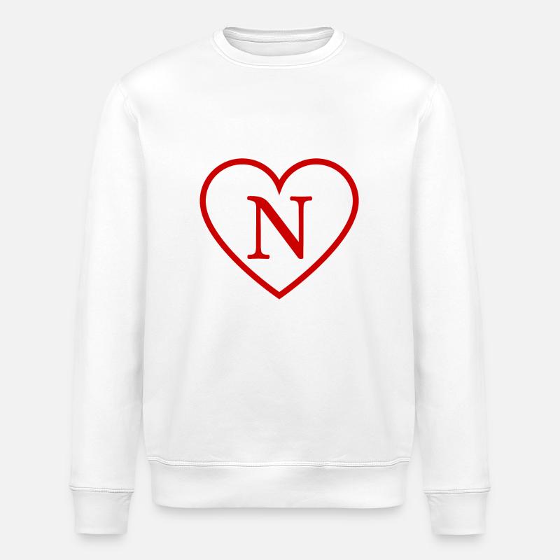 Lettre n cœur rouge - Sweat bio ROLLER Stanley/Stella Unisexe - blanc