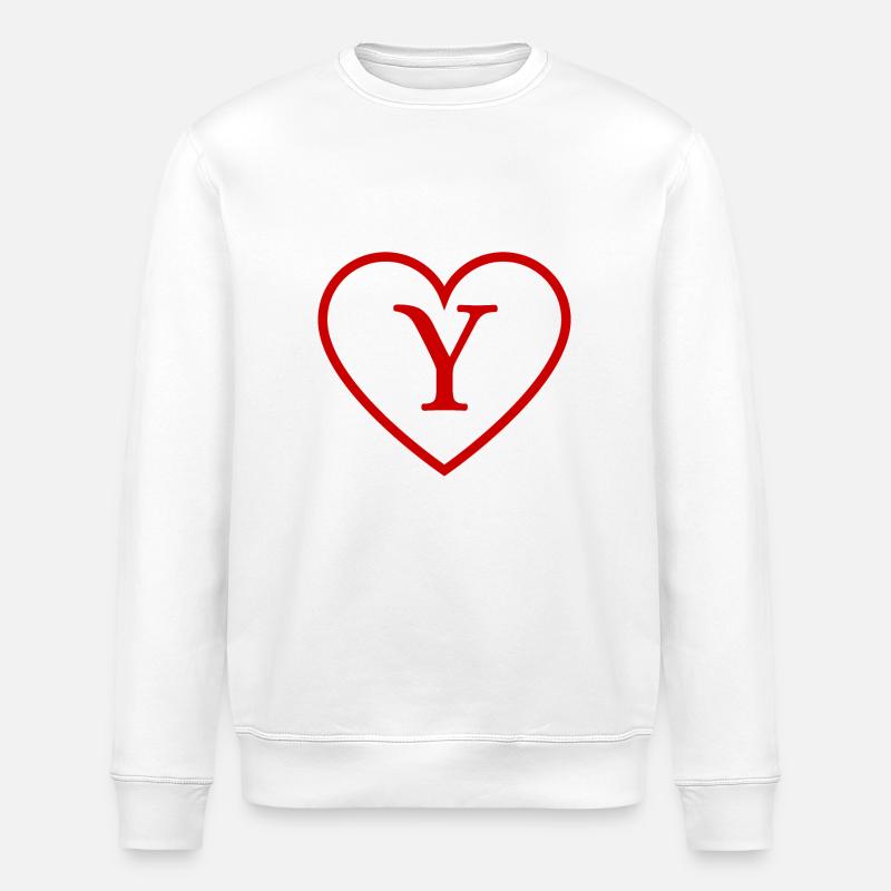 Buchstabe y rotes Herz - Stanley/Stella Unisex Bio-Sweatshirt ROLLER - Weiß