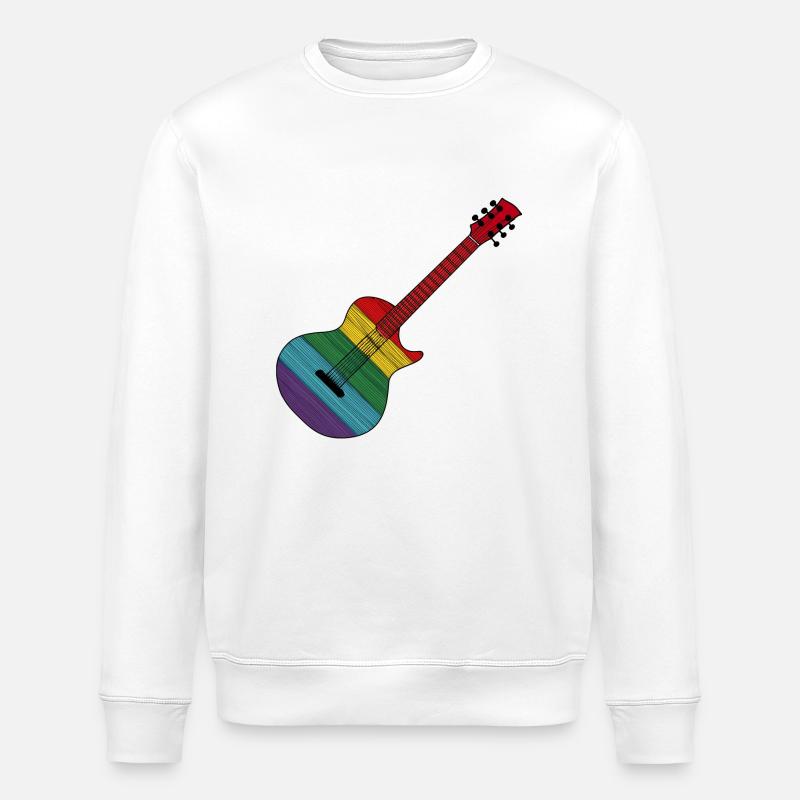 Regenbogen Gitarre Rock'n'Roll Design - Stanley/Stella Unisex Bio-Sweatshirt ROLLER - Weiß