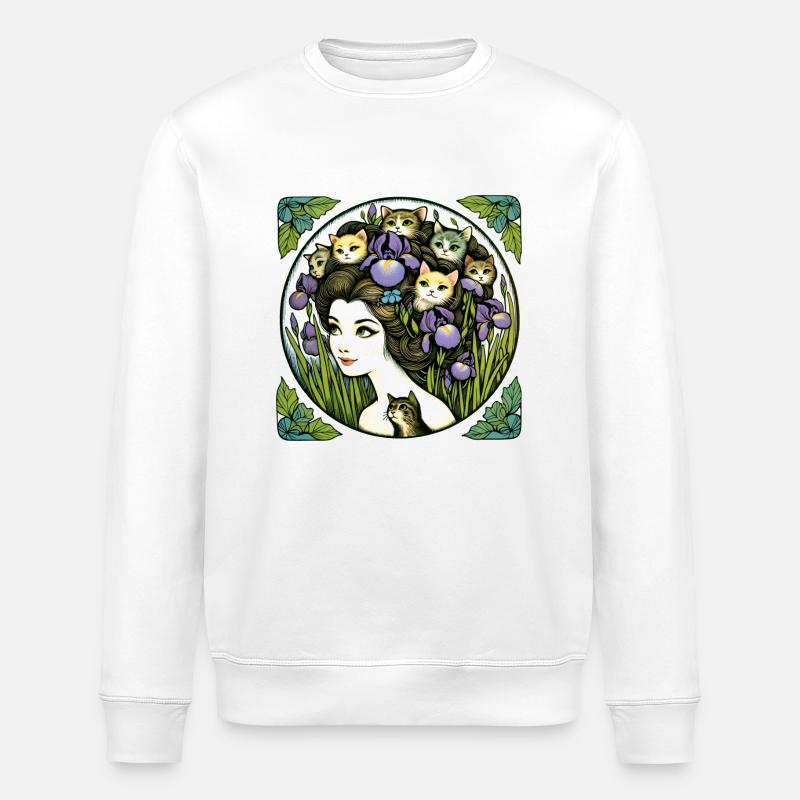 Dame aux chats - Sweat bio ROLLER Stanley/Stella Unisexe - blanc