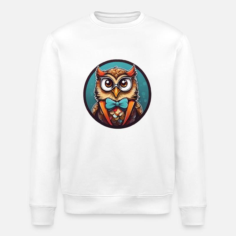 Lustige Eule Comic - Stanley/Stella Unisex Bio-Sweatshirt ROLLER - Weiß