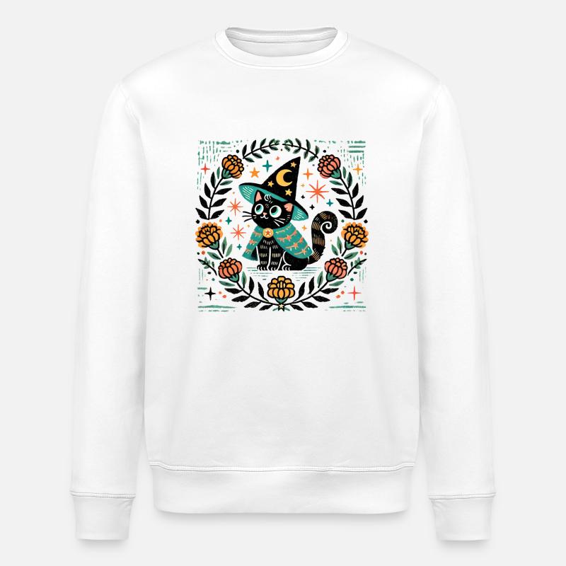 Wizard Cat - Stanley/Stella ROLLER Unisex Organic Sweatshirt - white