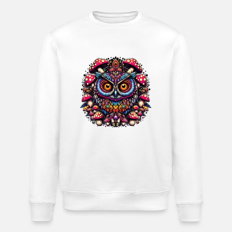 Psychedelic Owl - Stanley/Stella ROLLER Unisex Organic Sweatshirt - white