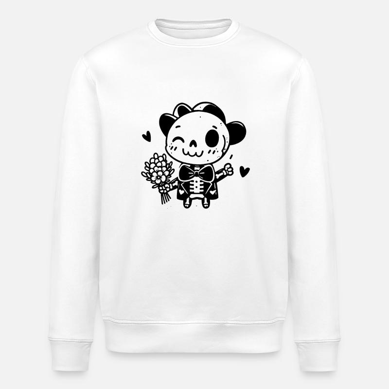 squelette avec fleurs - Sweat bio ROLLER Stanley/Stella Unisexe - blanc