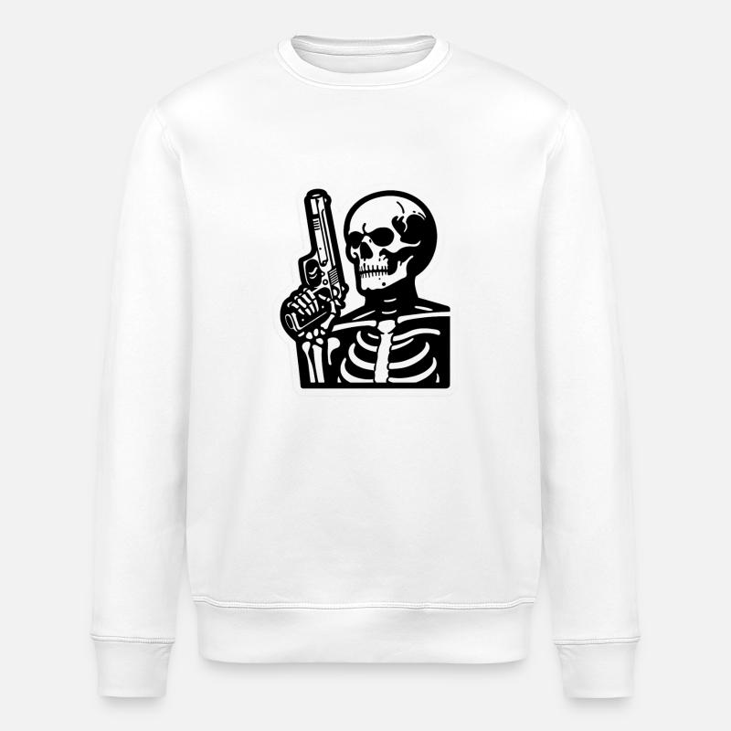 Squelette avec Arme - Sweat bio ROLLER Stanley/Stella Unisexe - blanc