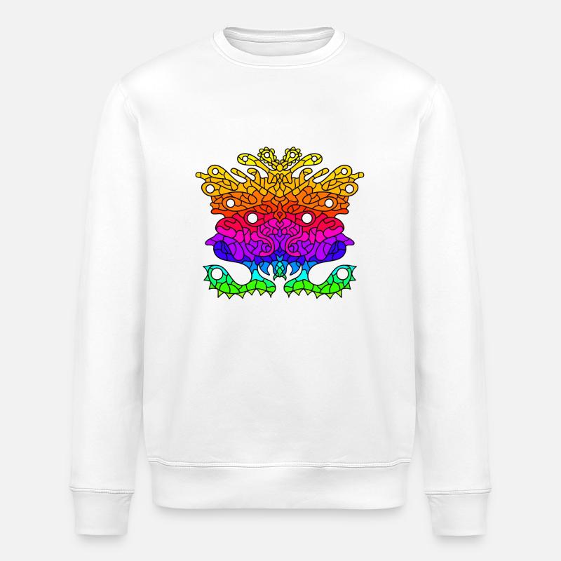 Abstract Rainbow Alien Creature - Stanley/Stella ROLLER Unisex Organic Sweatshirt - white