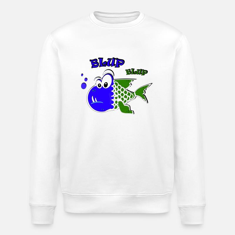 Blup Blup PG Fish - Stanley/Stella ROLLER Unisex Organic Sweatshirt - white