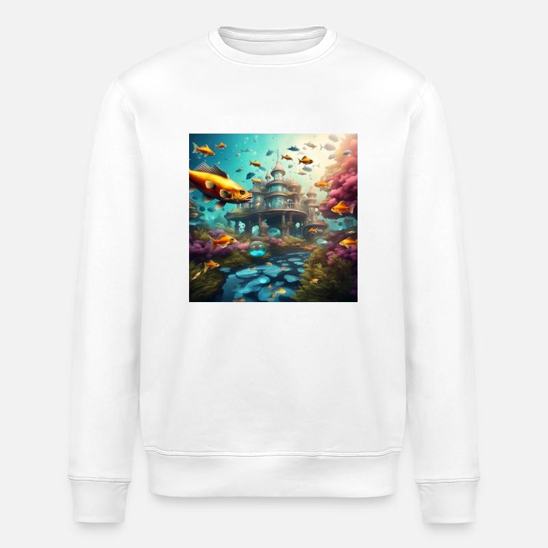 Fische in einer Fantasiewelt - Stanley/Stella Unisex Bio-Sweatshirt ROLLER - Weiß