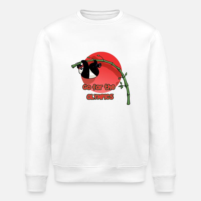 Panda Perchiste (version texte) - Sweat bio ROLLER Stanley/Stella Unisexe - blanc