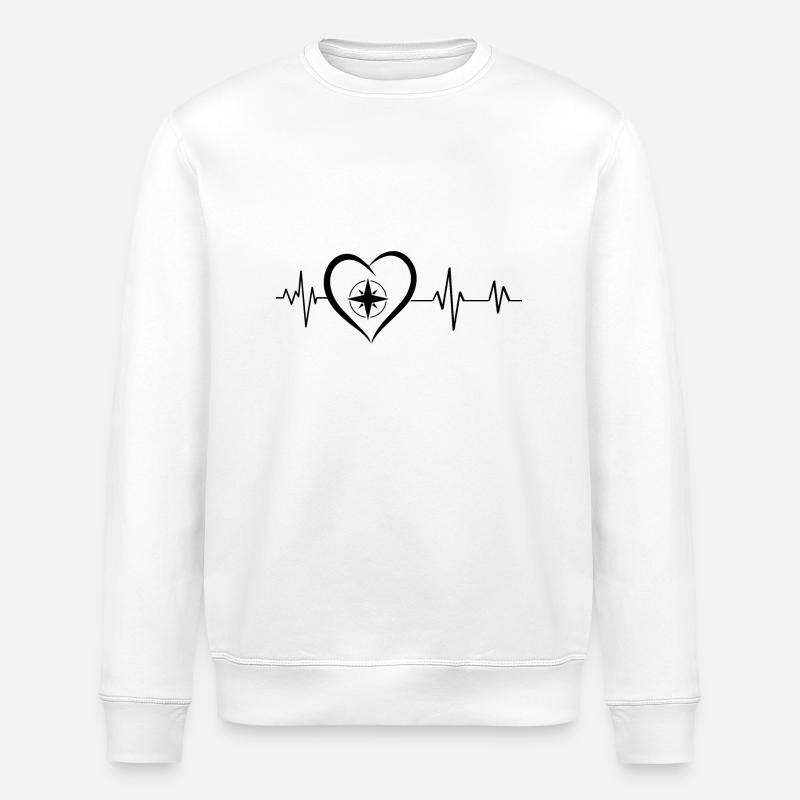 heartbeat compass - Stanley/Stella ROLLER Unisex Organic Sweatshirt - white